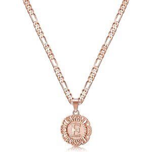 KissYan Stainless steel Letter Pendant Capital E Monogram Necklaces for Women